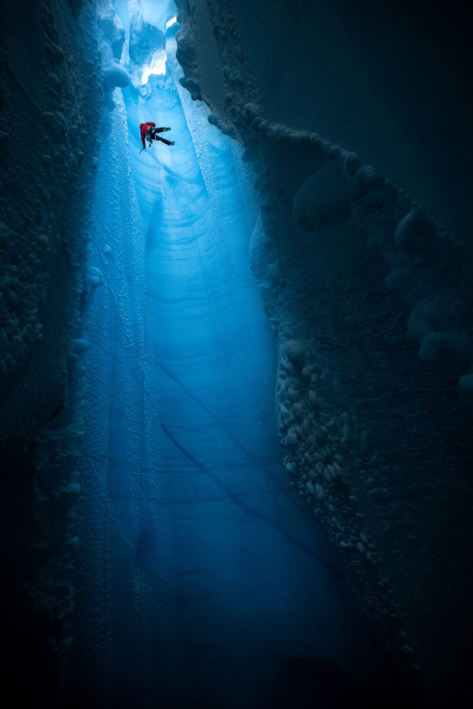 Will Gadd Jumps Into Glacial Cave