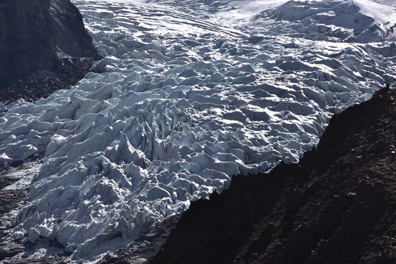 close up of karola glacier in Tibet 