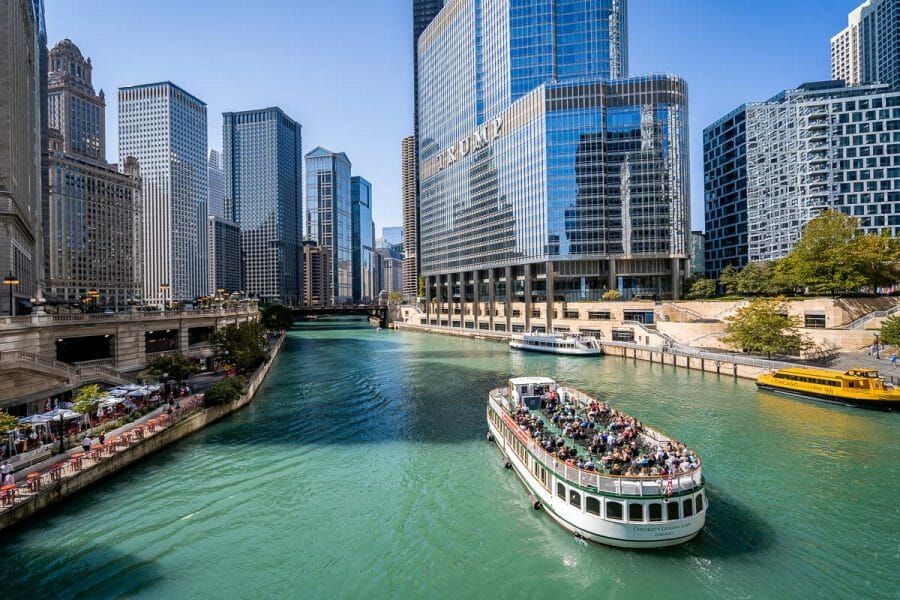 Boat on a river in Chicago
