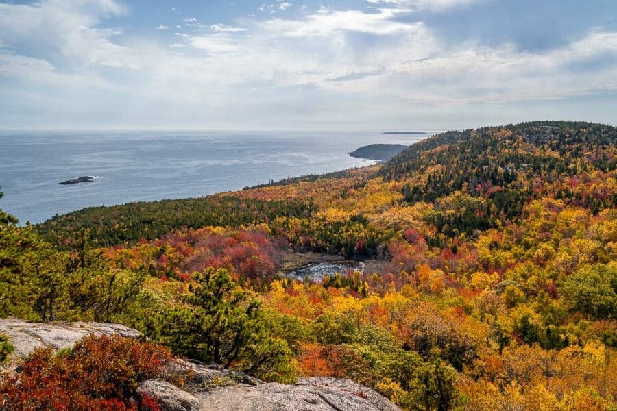 View from the summit of the Beehive Trail in Acadia National Park