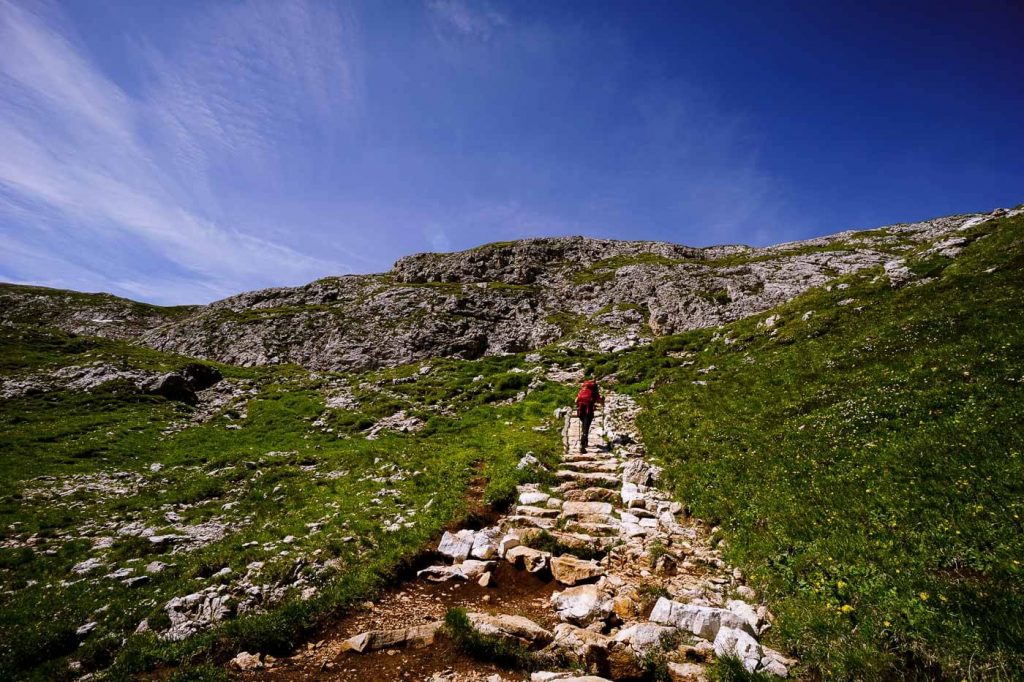 Ascent to Schlern Plateau, Dolomites